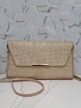 H&M Gold Glitter Envelope Clutch - Evening Party Bag